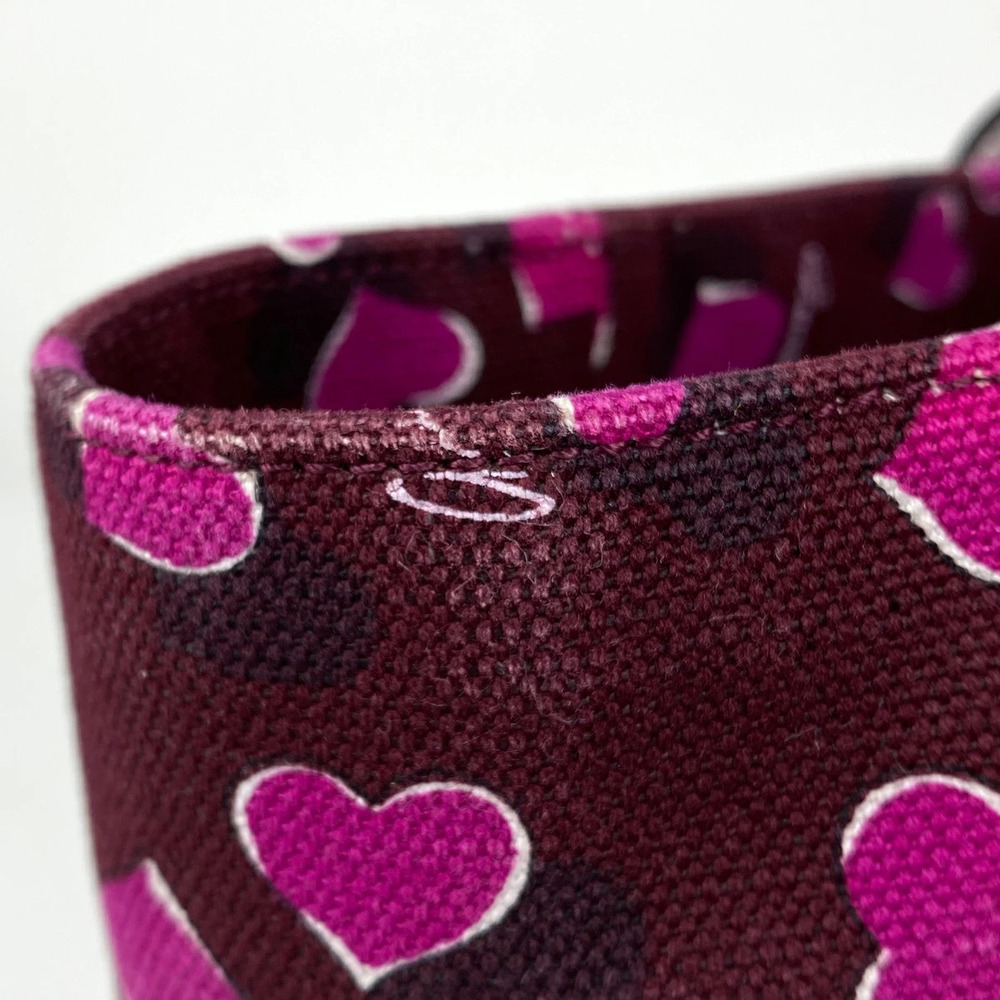 Gucci Logo Tote Bag Heartbeat Handbag Canvas Bordeaux Red Pink - Picture 4 of 6